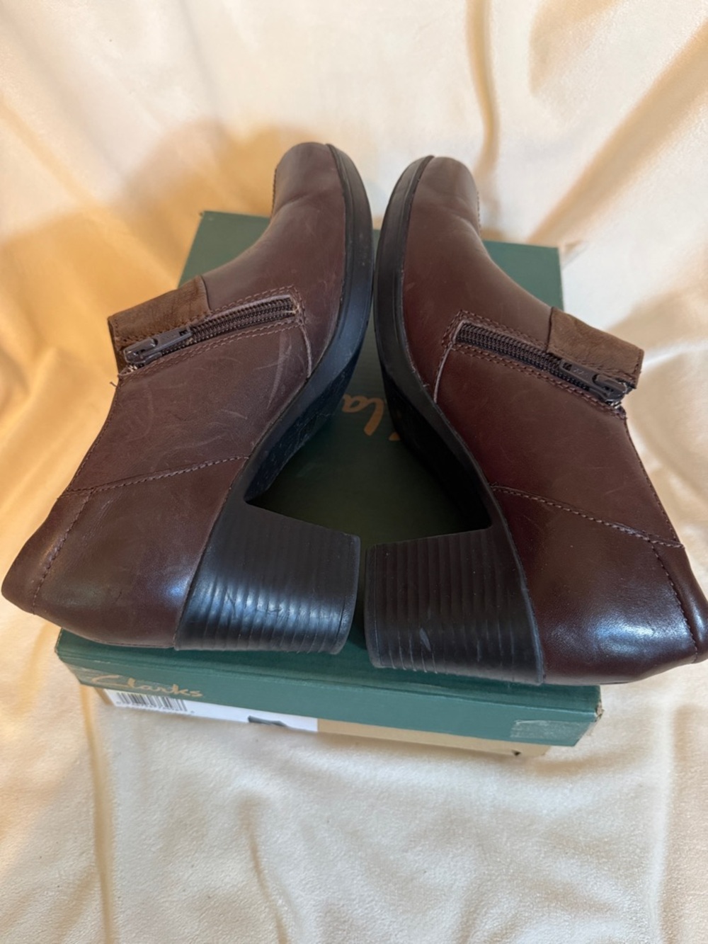Clarks Bendables Scheme Aspire Bark Brown Leather Ankle Boots 8M 63038 Buckle - Picture 7 of 8